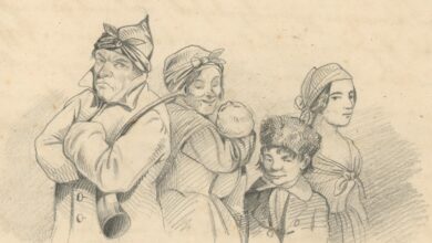 Die Familie des Türmers der Klagenfurter Stadtpfarrkirche wurde 1846 von Weitwanderer Vinzenz Porkerth gezeichnet. © Steiermärkisches Landesarchiv